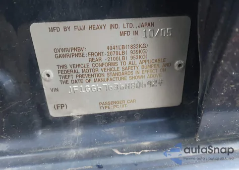 2006 Subaru Impreza Wagon I from USA, damaged, VIN JF1GG67636H806924